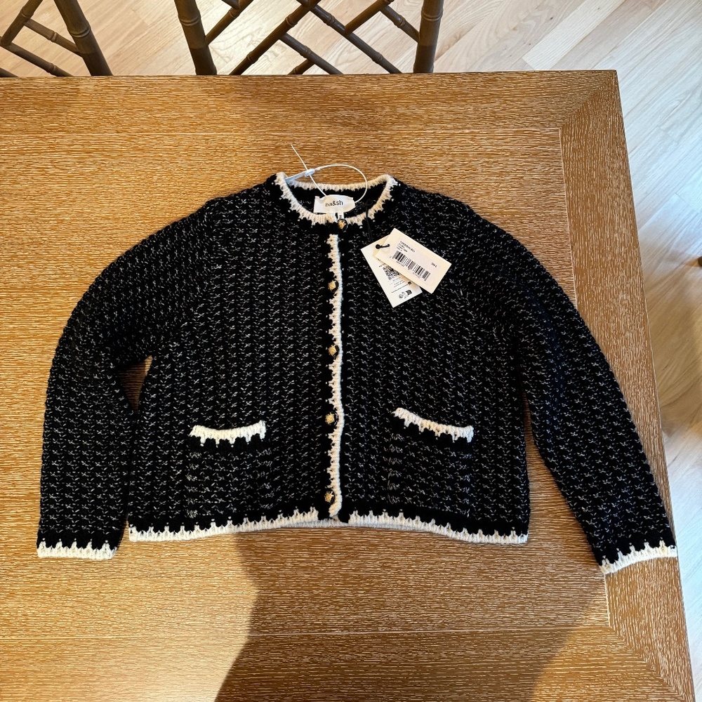 ba&sh NEW NWT Bill Cardigan in Noir, Size 2
